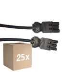 Mehrfachpackung 25x Noxion GST - Kompatibel Verlängerungskabel Schwarz - Männlich + Weiblich - 1,5m - 3 pole 1,5mm2